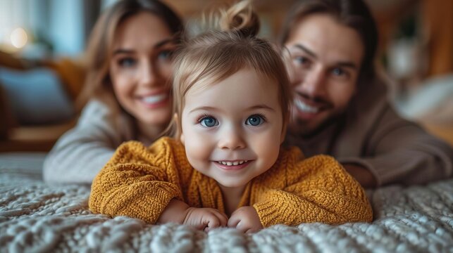 Une enfant de 1an 1/2 au milieu de ces parent qui rigole
