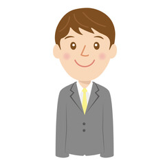 スーツを着た就活生、新入社員、案内、男性、笑顔