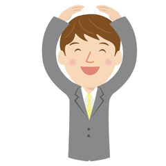 スーツを着た就活生、新入社員、まる、男性、OKサイン