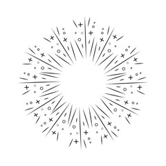 Obraz premium hand drawn firework star burst sunburst doodle icon explosion frame sparkles