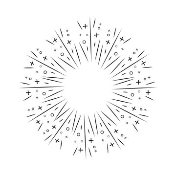 hand drawn firework star burst sunburst doodle icon explosion frame sparkles