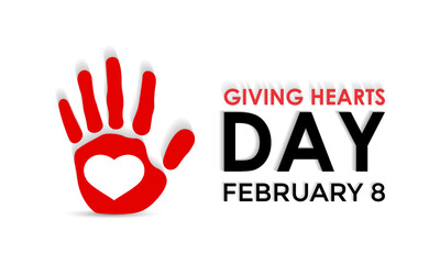 National giving hearts day . February 8. Hands with hearts. Valentines day vector concept. Banner, poster, card, background design. 