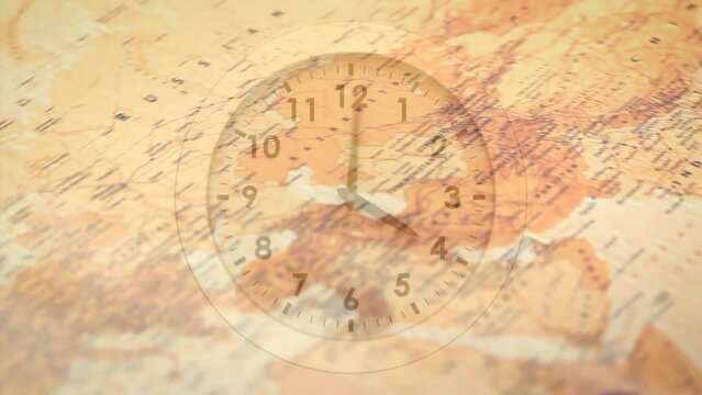 Animation of clock over map