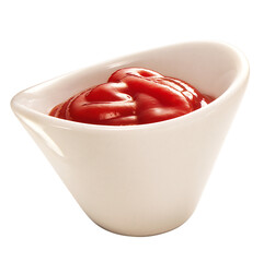 pote de porcelana com molho de ketchup isolado em fundo transparente