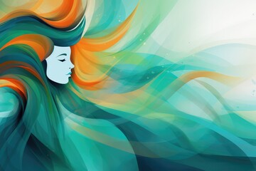 Portrait of beautiful young woman with colorful hair. Abstract background for March: Irish American Heritage Month.  - obrazy, fototapety, plakaty