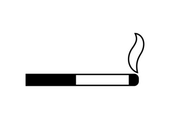Icono negro de cigarrillo en fondo blanco.