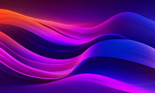 energia di onde sinuose con colori psichedelici che fluttuano nel profondo blu,  onde fucsia e viola 