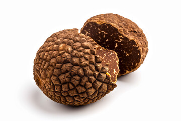 Brown truffle on white background