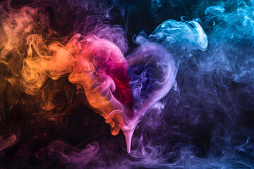 Trans visibility 2023, Valentine's Day featuring a smoke heart in transgender flag colors and gender non-binary representation,