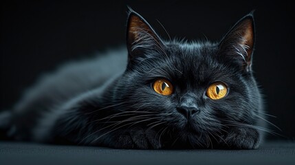 Horizontal wallpaper black cat on black background