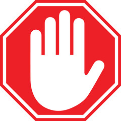 stop sign with hand. vector