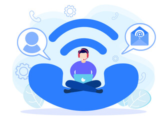 Illustration vector graphic cartoon character of contact us