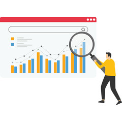 Business people team analytics Data and research on web monitoring report dashboard monitoring financial investment concept and graph, Business Character Team Analyzing Data and Research Financial

