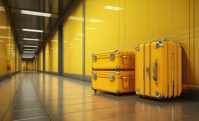 set of baggage bags in airport, colorful luggage cases, travel and vacations concept, flight journey destinations wallpaper