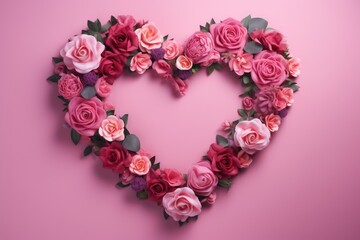  a heart shaped frame with flowers and roses