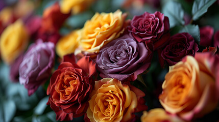 Vivid Bouquet of Roses in a Spectrum of Colors