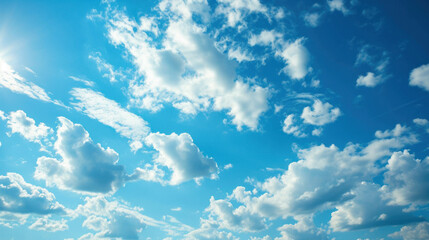 ciel bleu ensoleillé avec quelques nuages blanc, beau temps