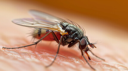 Black fly Inflicts Upclose Skin Bite ,generated by IA