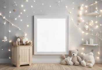 Fototapeta na wymiar Mock up wall in the childrens room in light light white color wall background