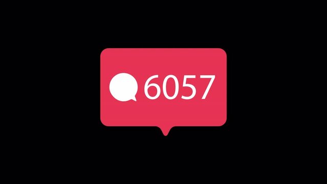 Social media messages notification icon animation on transparent background alpha channel 