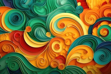 Abstract colorful background with swirls. Abstract background in irish colors and patterns, March: Irish American Heritage Month - - obrazy, fototapety, plakaty