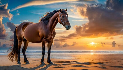 horse at sunset