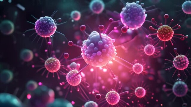 animation of virus under the microscope
