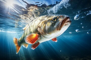 underwater fish close-up - obrazy, fototapety, plakaty