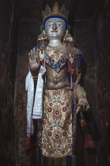 Fototapeta na wymiar Maitreya statue, Vanla Monastery,, Thangki, Buddhist Art, Tibetan Buddhism