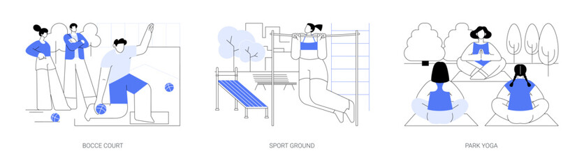 Sport in the city park isolated cartoon vector illustrations se