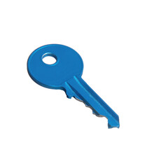 Blue key isolated on transparent layered background.