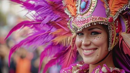 Fototapeta na wymiar A carnival participant in a beautiful costume professional photo