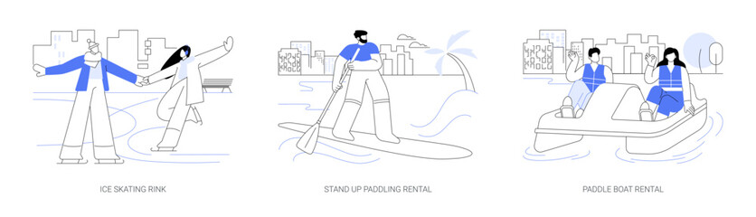 Active sport in city park isolated cartoon vector illustrations se