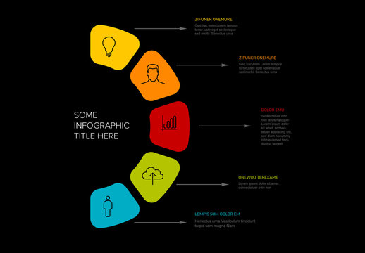 Vector dark side simple multipurpose Infographic five elements template
