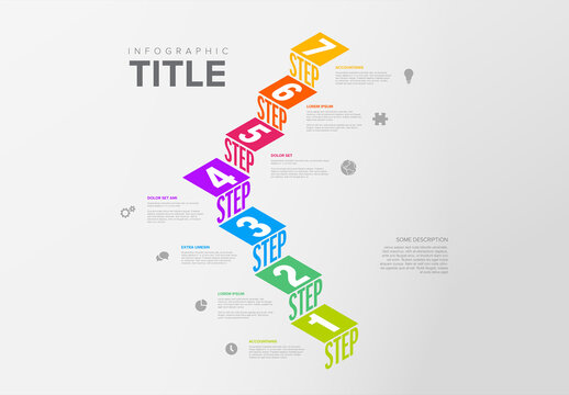 Isometry steps template in two directions - multipurpose infographic
