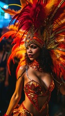 Full body shot of sensual woman Rio carnival participant