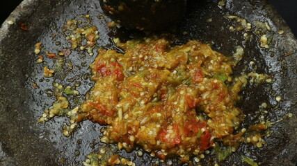 sambal bawang is a typical Indonesian flavoring food or condiment from the island of Java.