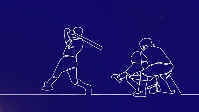 Animation of silhouettes of baseball players on blue background