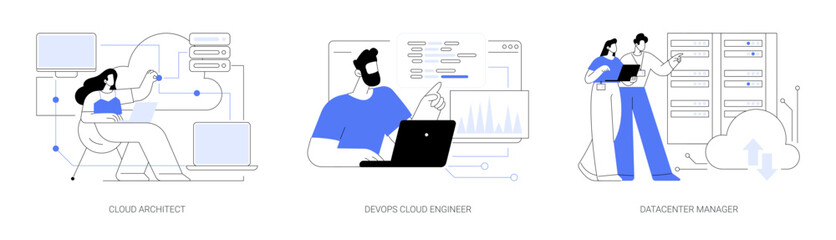 Cloud engineering isolated cartoon vector illustrations se