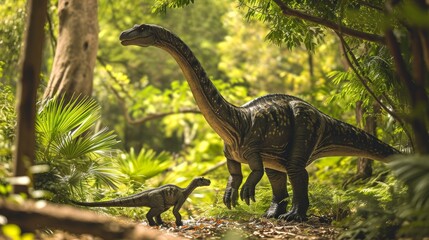 a brachiosaurus with baby