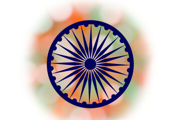  indian national emblem ashok chakra or ashok wheel with indian flag or indian tiranga flag blur graphic design texture,cutout in transparent background,png format
 mock up,indian republic day
