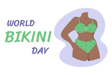 World Bikini Day. Vector illustration of a woman in bikini.