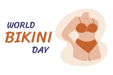 World Bikini Day. Vector illustration of a woman in bikini.