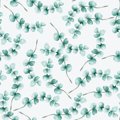 Greenery leaf watercolor pattern design for background