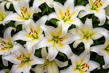 Fototapeta na wymiar Lily spring green flower beauty blooming white nature blossom plant