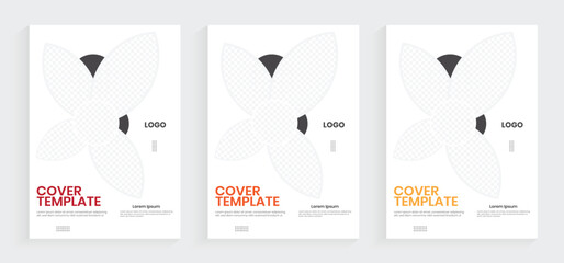 A4 annual report book cover design. Iconic flower shape brochure front cover design. Editable print journal, paperback planning layout.