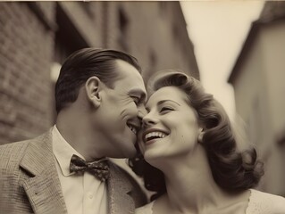 Vintage couple with sepia filter