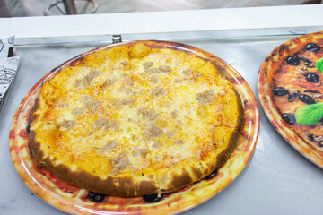 Close-up of a delicious Italian pizza.