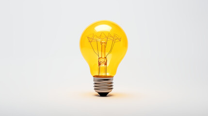 Yellow lightbulb on white background for creative thinking innovation and problem solving concept.