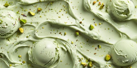 Obraz premium Tasty pistachio ice cream, background